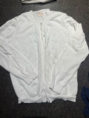 Classic White girl’s Button-Front Sweater Cardigan